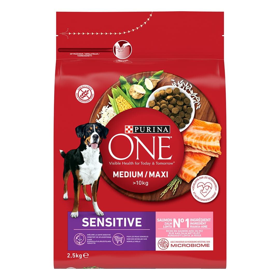 PURINA ONE® Medium/Maxi Dog Sensitive med Laks | Purina